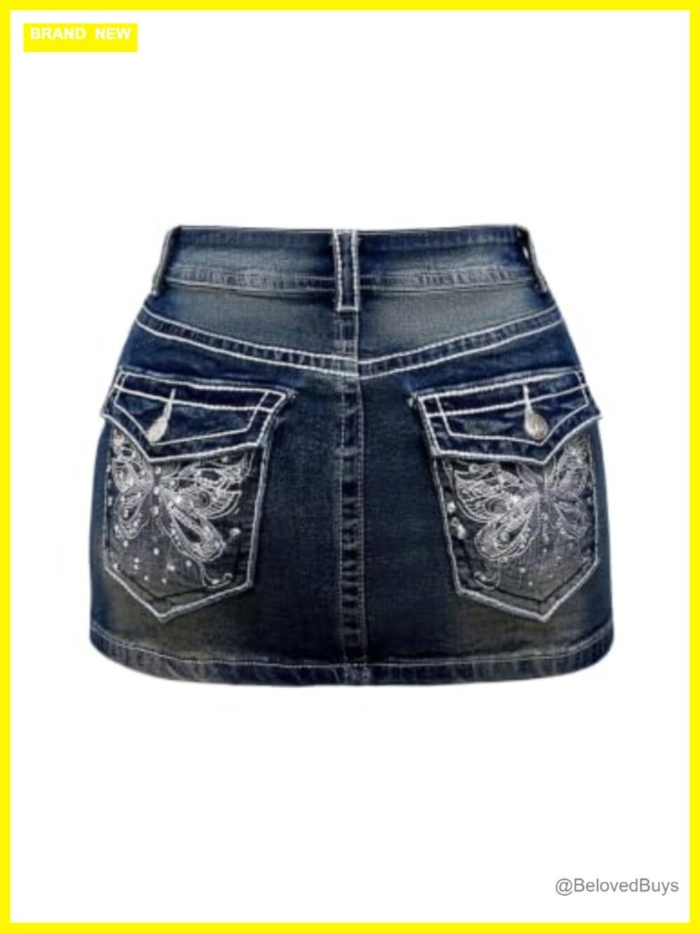 Low Rise Butterfly Bodycon Mini Denim Jean Skirt Y2K Punk Streetwear